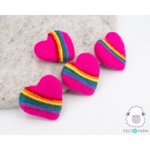 5cm Rainbow Felt Heart