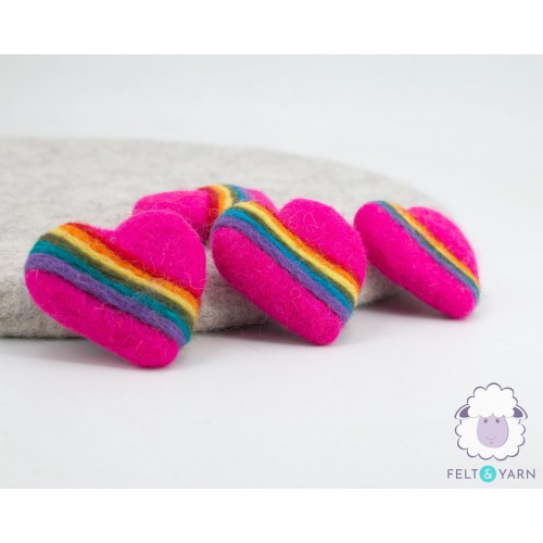 5cm Rainbow Felt Heart