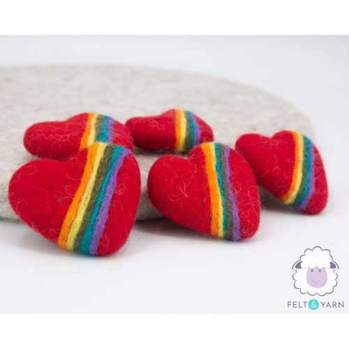 5cm Rainbow Felt Heart