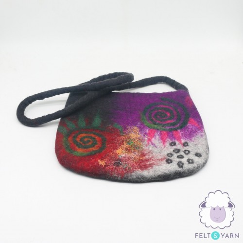 Wool Felt Crossbody Bag with Spiral Design