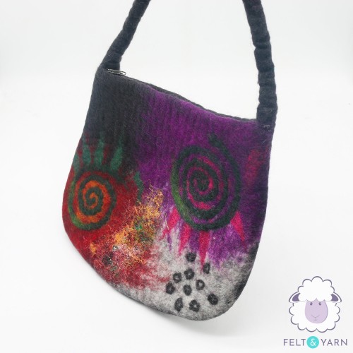 Wool Felt Crossbody Bag with Spiral Design