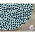 Blue Black Round Felt Ball Rug