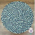 Blue Black Round Felt Ball Rug