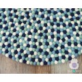 Blue Black Round Felt Ball Rug