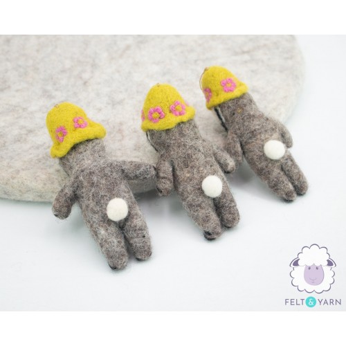 Felt Sloth Ornament Wearing Yellow Hat