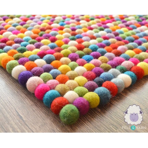 Bright Multicolor Felt Ball Rug
