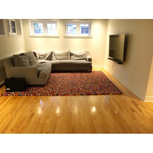 Bright Multicolor Felt Ball Rug