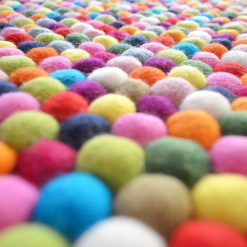 Bright Multicolor Felt Ball Rug