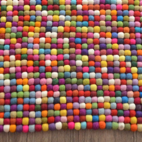 Bright Multicolor Felt Ball Rug