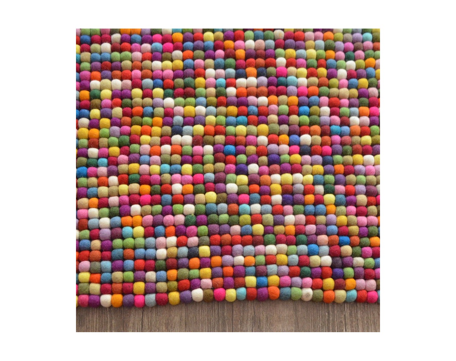 Bright Multicolor Felt Ball Rug for Home Felt & Yarn