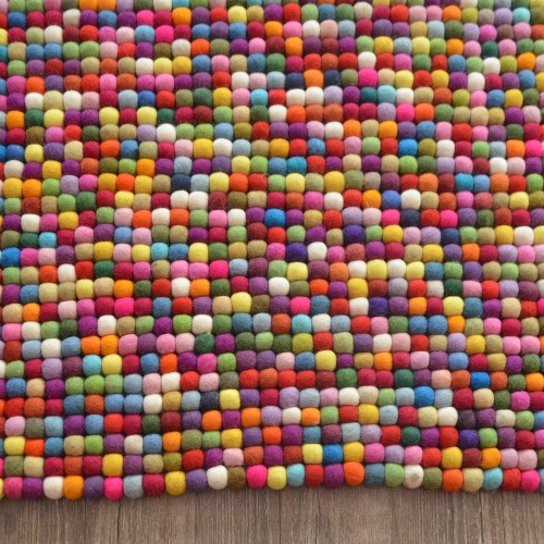 Bright Multicolor Felt Ball Rug