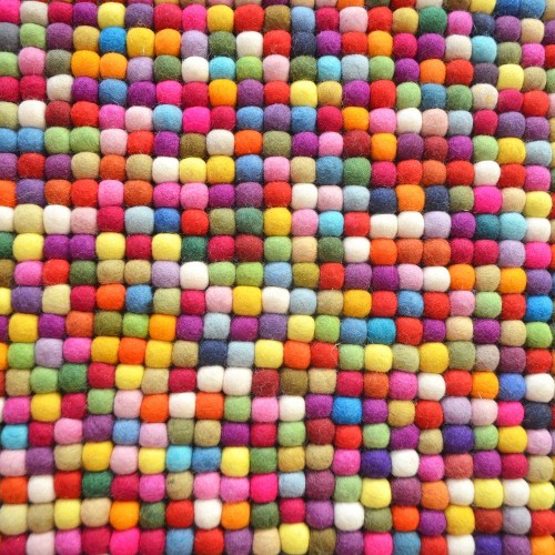 Bright Multicolor Felt Ball Rug