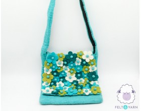 Buy Hand Felted Shoulder Bag with Floral Cover Felt and Yarn
