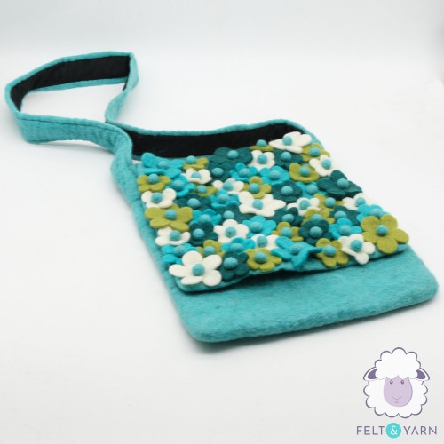 Hand Felted Shoulder Bag with Floral Cover