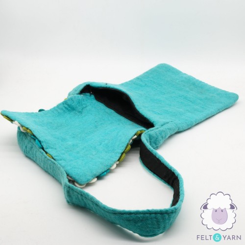 Hand Felted Shoulder Bag with Floral Cover