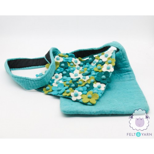 Hand Felted Shoulder Bag with Floral Cover