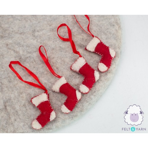 Mini Red and White Felt Stockings