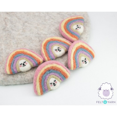 7x6cm Sleepy Face Felt Rainbow