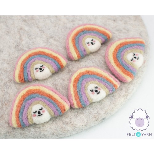 7x6cm Sleepy Face Felt Rainbow