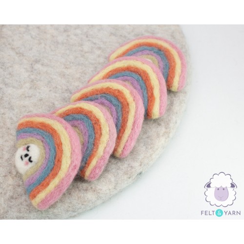 7x6cm Sleepy Face Felt Rainbow
