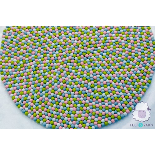 Cool Tone Green Blue Felt Ball Rug