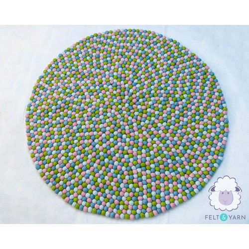 Cool Tone Green Blue Felt Ball Rug