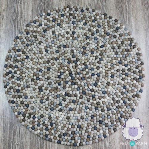 Brown and Grey Round Felt Ball Rug