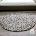 Brown and Grey Round Felt Ball Rug
