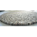 Brown and Grey Round Felt Ball Rug