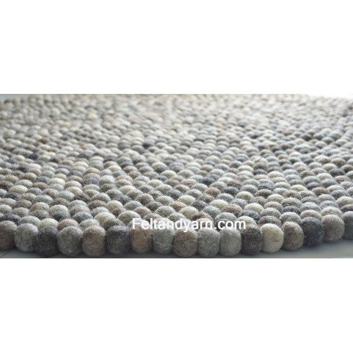 Brown and Grey Round Felt Ball Rug