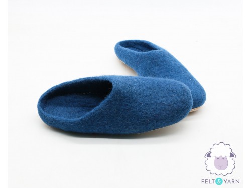 Blue Handmade Wool Felted Slippers