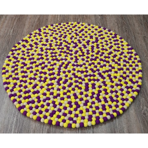 Three Color Felt Ball Rug