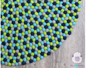 Blue Green Combo Felt Ball Rug