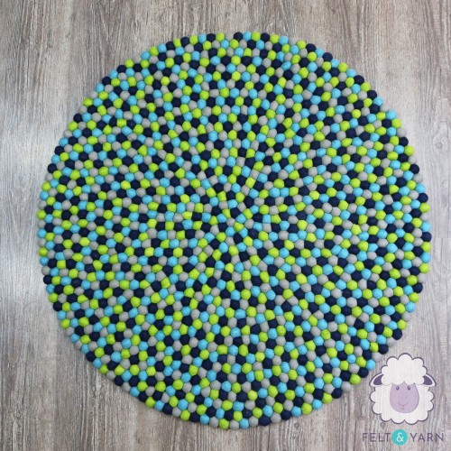 Blue Green Combo Felt Ball Rug