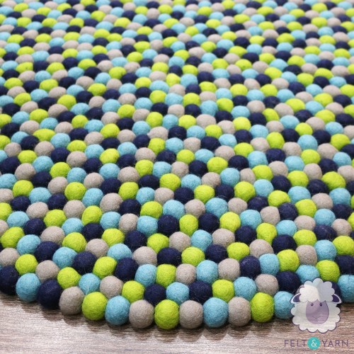 Blue Green Combo Felt Ball Rug