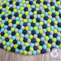 Blue Green Combo Felt Ball Rug