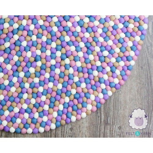 Cotton Candy Round Felt Ball Rug