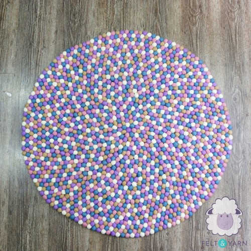 Cotton Candy Round Felt Ball Rug