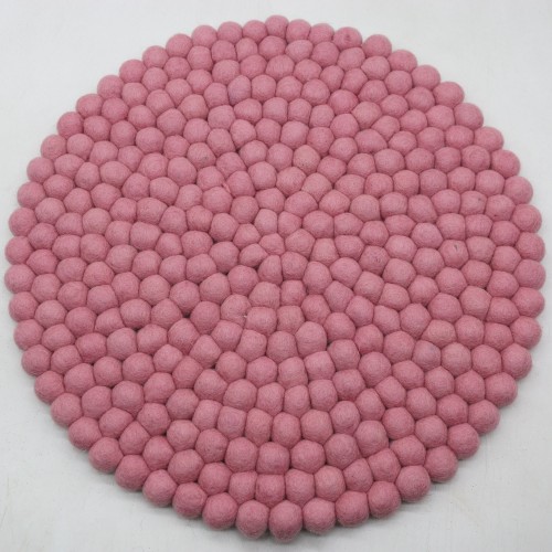 Black Pink Grey Felt Ball Rug