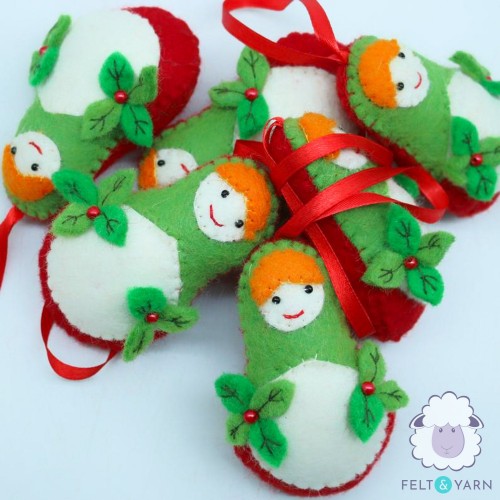 Handmade Felted Babushka Doll Ornament