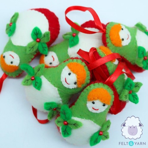 Handmade Felted Babushka Doll Ornament