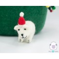 Christmas Felt Bear Wearing Santa Hat