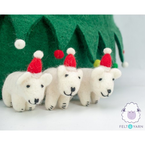 Christmas Felt Bear Wearing Santa Hat