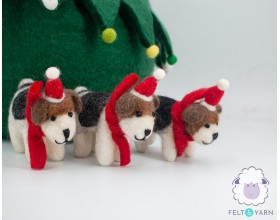 8x7cm Red Scarfed Felt Puppy