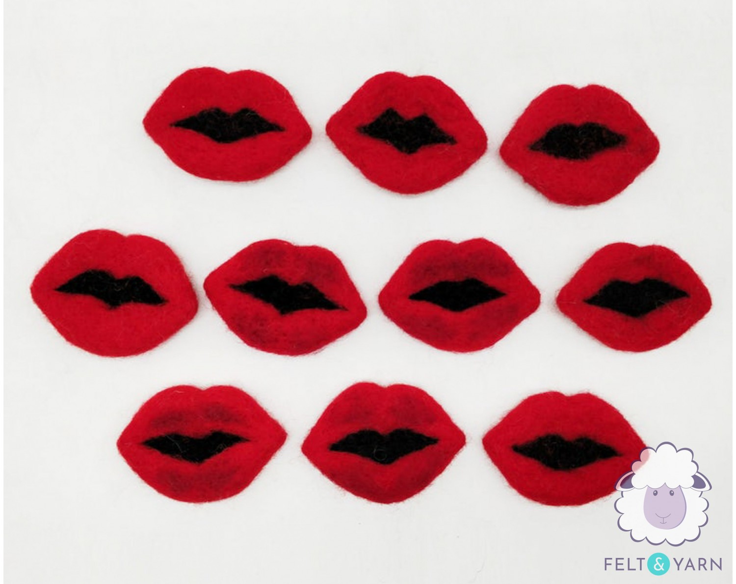 Red Plump Felt Valentine Lips for Loved Ones - Felt & Yarn