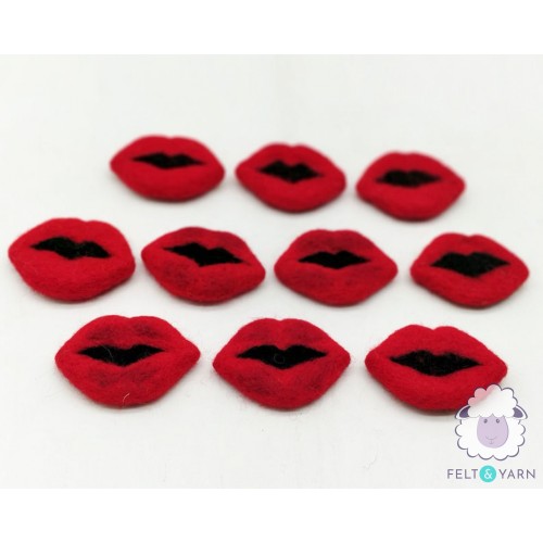 Red Plump Felt Valentine Lips for Loved Ones - Felt & Yarn