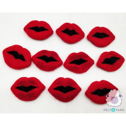 6.5cm Red Plump Felt Valentine Lips