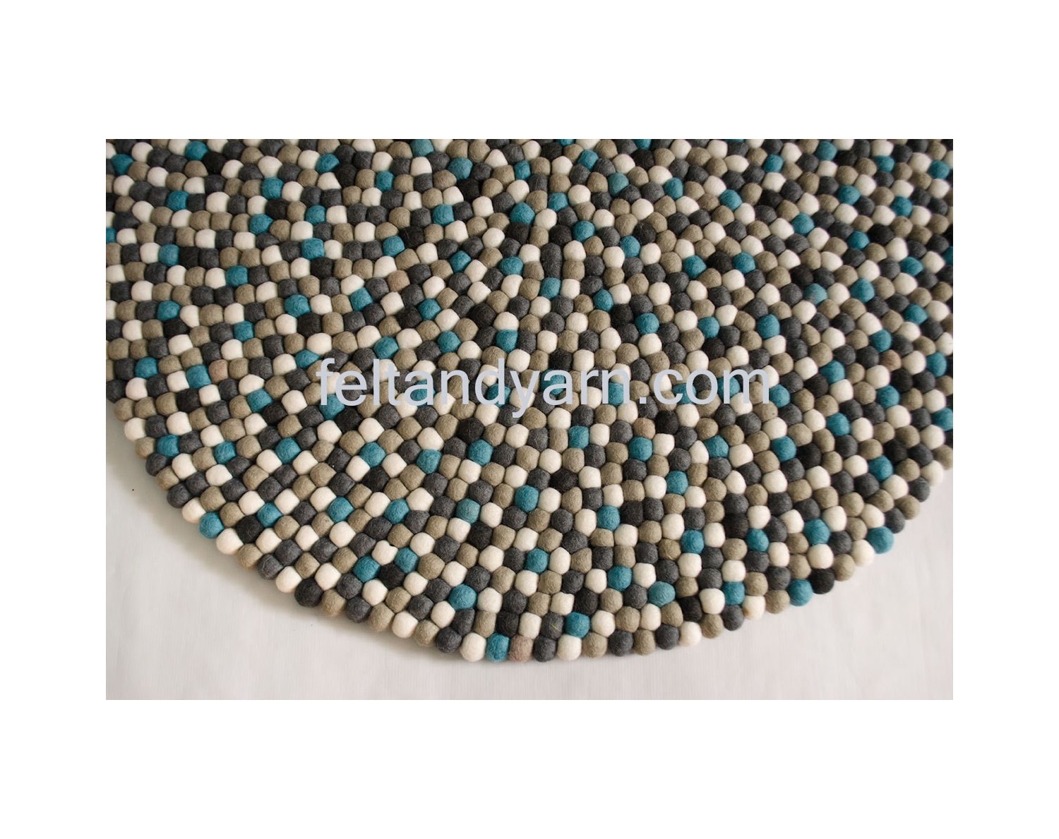 Blue Felt Ball Rug - Felt Ball Rug USA