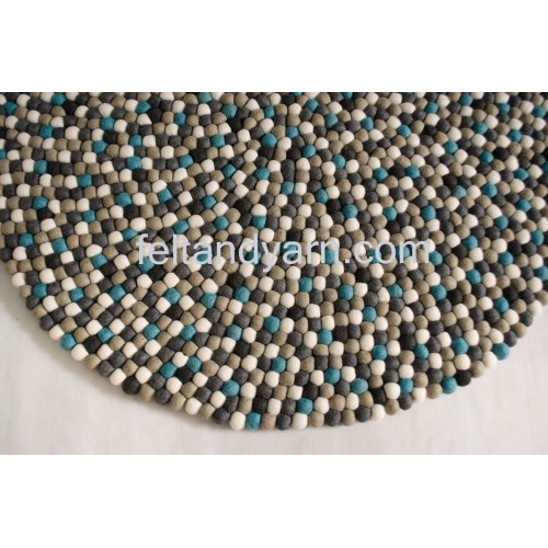 Monotone Color Felt Ball Rug for Home & Office - Felt & Yarn