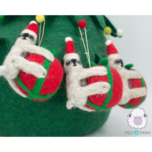 Felt Sloth Hugging Christmas Gift Ornament
